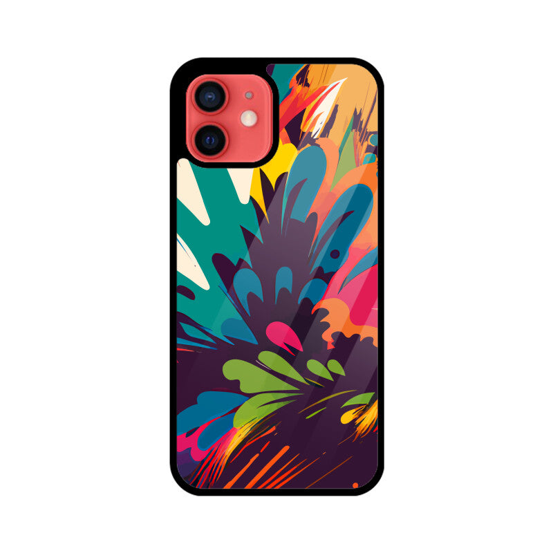 JOVIN-MV Apple iPhone Glass Phone Case In Black Floral All Models