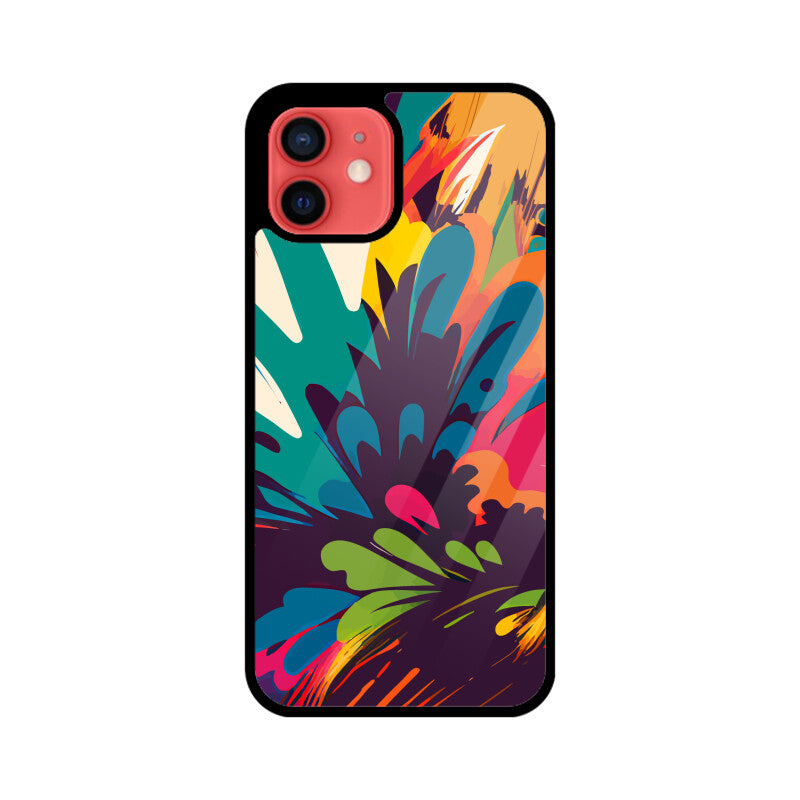 JOVIN-MV Apple iPhone Glass Phone Case In Black Floral All Models