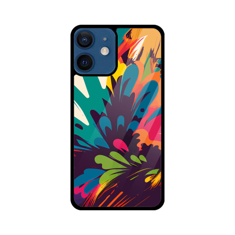 JOVIN-MV Apple iPhone Glass Phone Case In Black Floral All Models