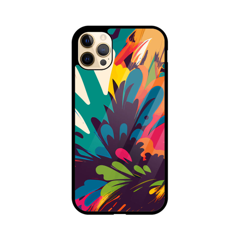 JOVIN-MV Apple iPhone Glass Phone Case In Black Floral All Models