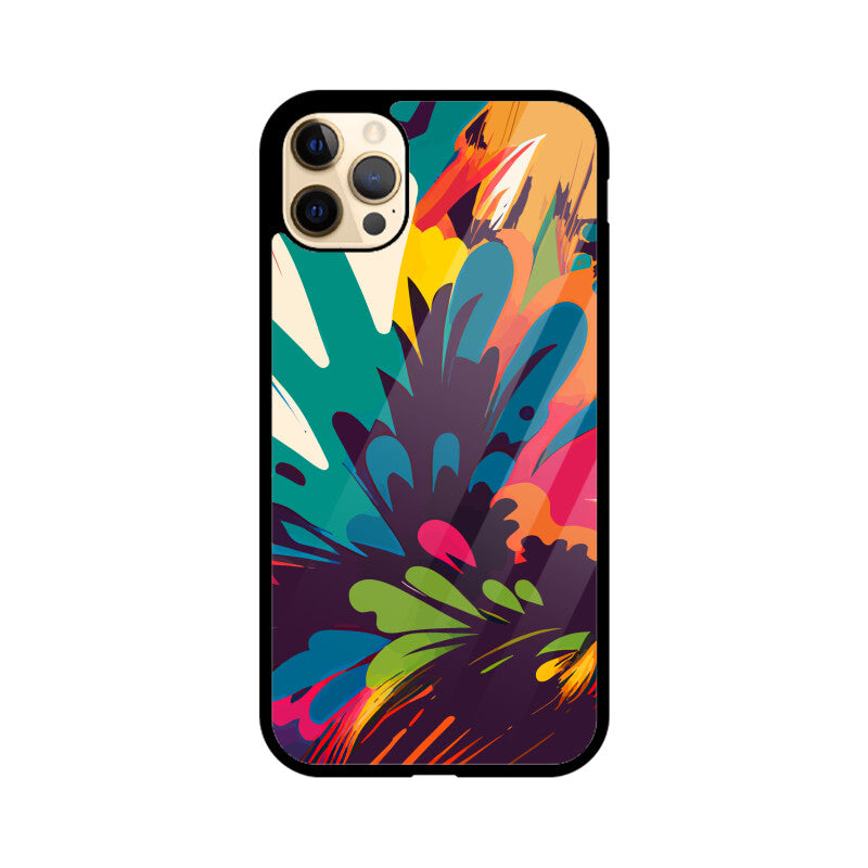 JOVIN-MV Apple iPhone Glass Phone Case In Black Floral All Models