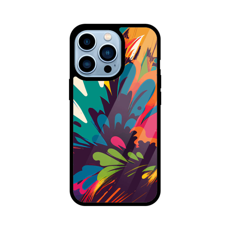 JOVIN-MV Apple iPhone Glass Phone Case In Black Floral All Models