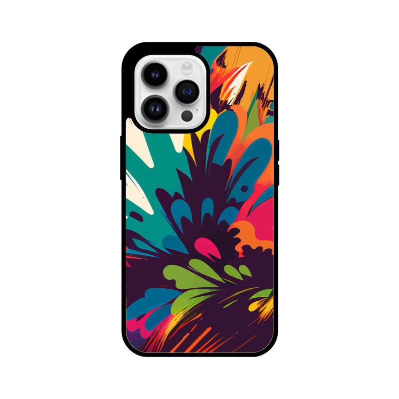 JOVIN-MV Apple iPhone Glass Phone Case In Black Floral All Models