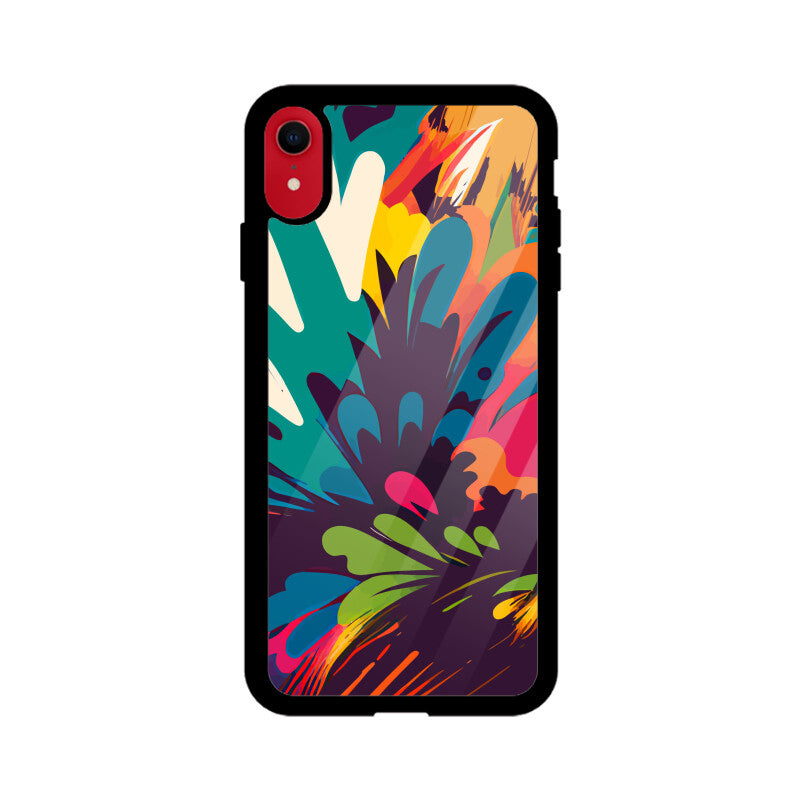 JOVIN-MV Apple iPhone Glass Phone Case In Black Floral All Models