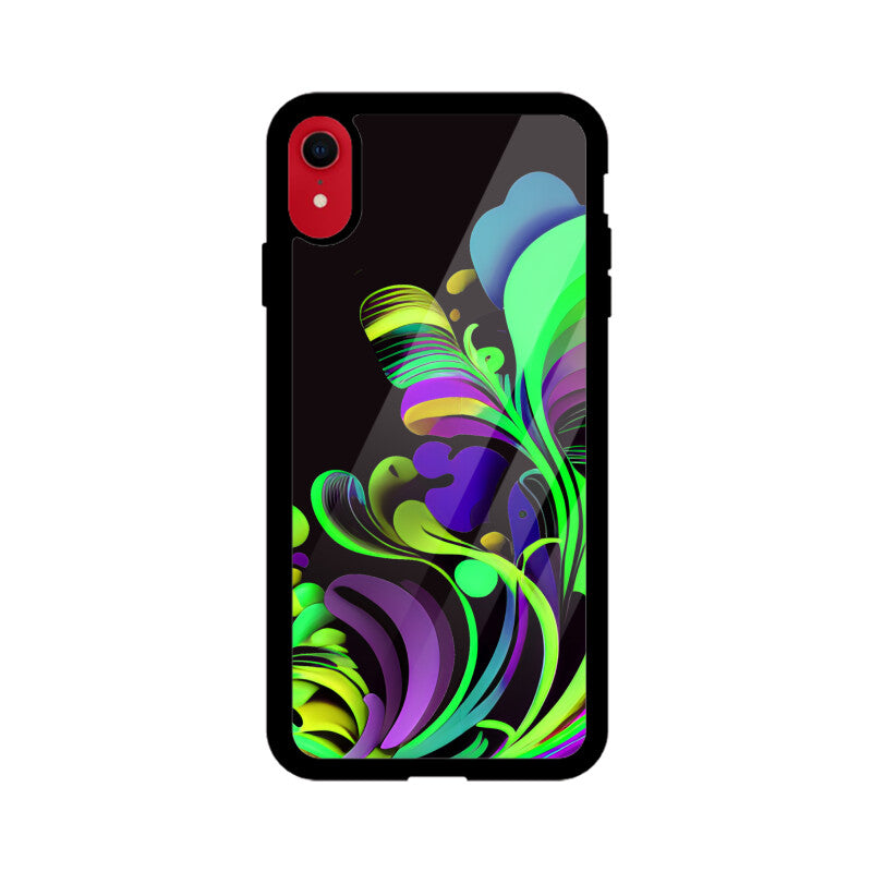 JOVIN-MV Apple iPhone Glass Phone Case In Floral Black All Models