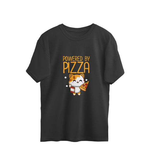 JOVIN-MV Men's Oversized T Shirt "Powered by Pizza"