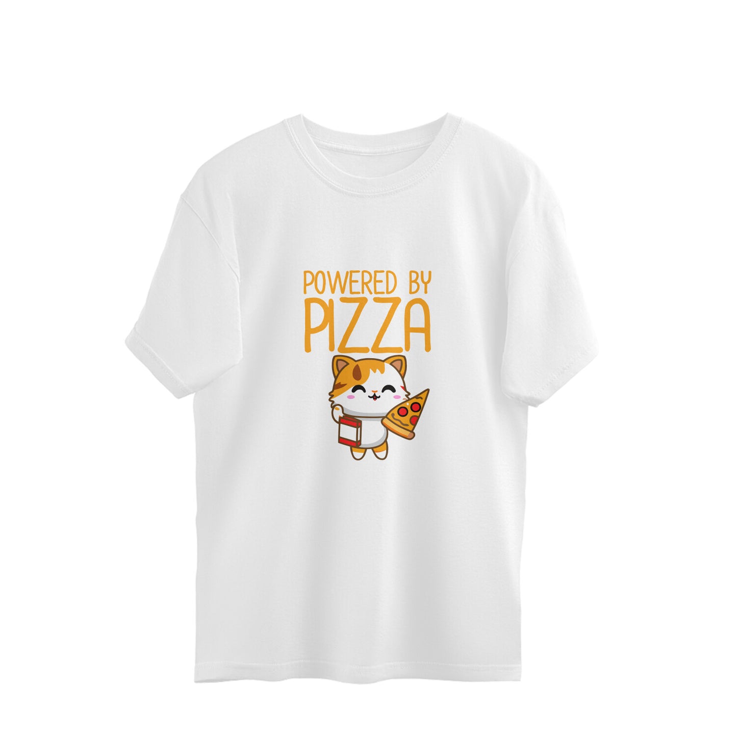 JOVIN-MV Men's Oversized T Shirt "Powered by Pizza"