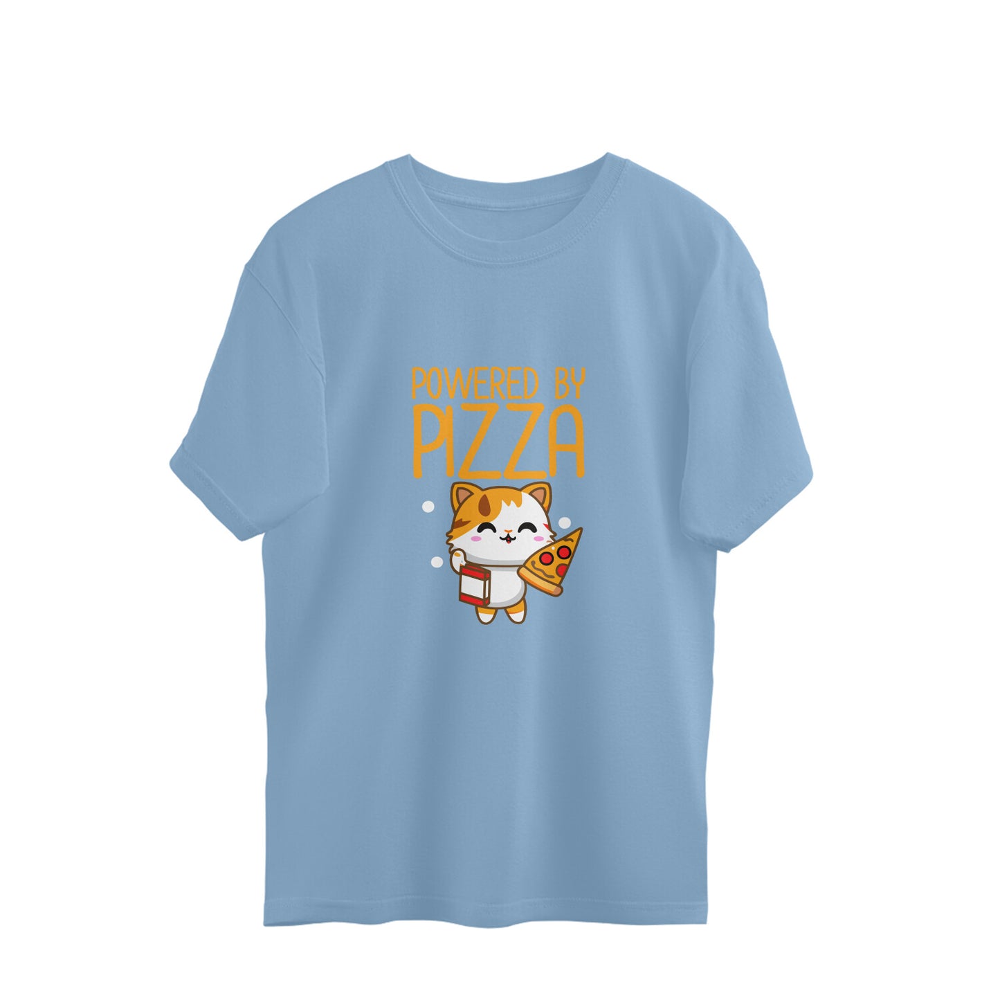 JOVIN-MV Men's Oversized T Shirt "Powered by Pizza"