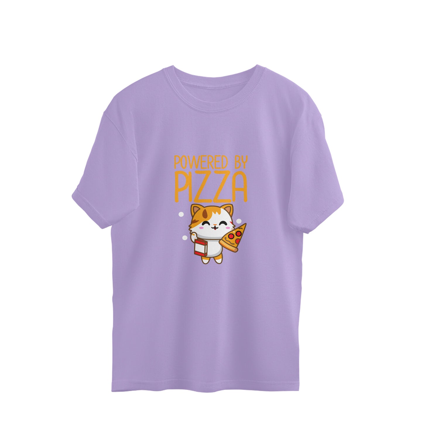 JOVIN-MV Men's Oversized T Shirt "Powered by Pizza"