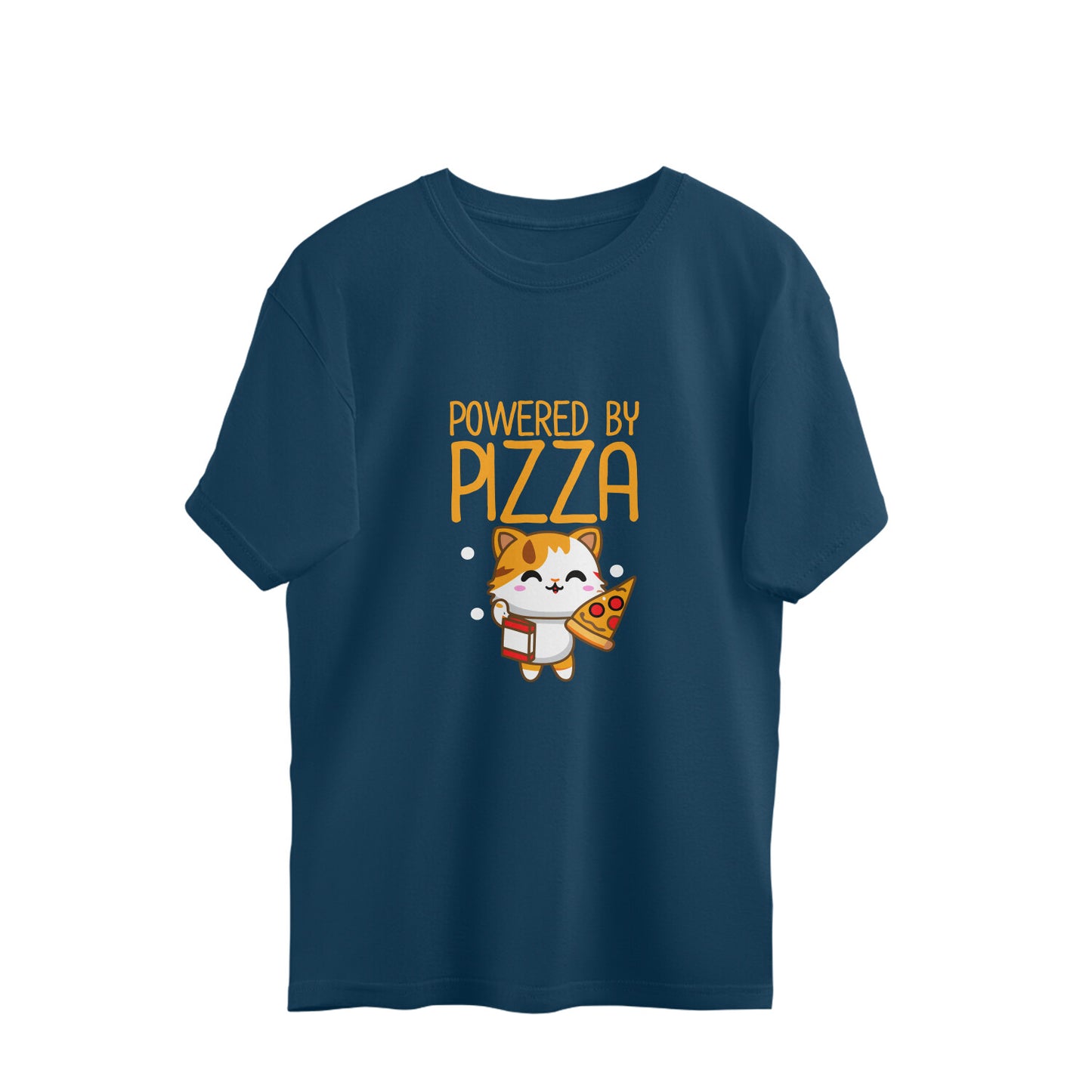 JOVIN-MV Men's Oversized T Shirt "Powered by Pizza"