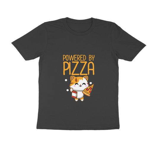 JOVIN-MV Men's Half Sleeve Round Neck T Shirt "Powered by Pizza"
