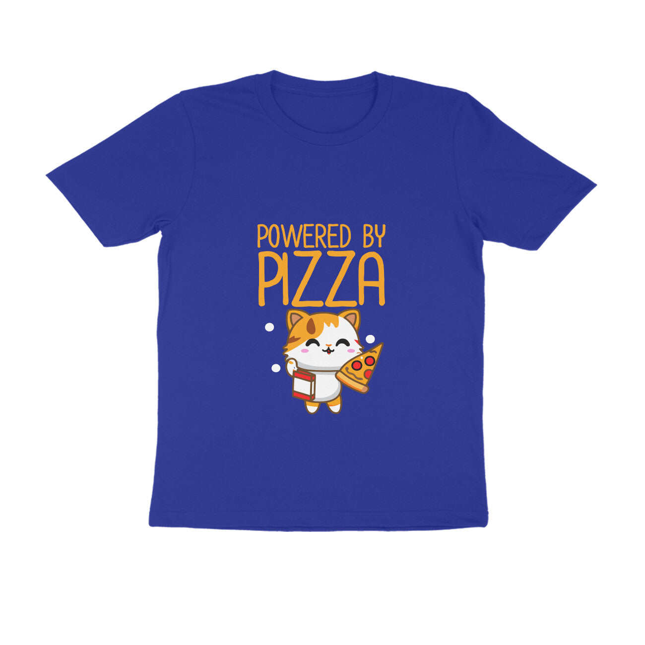 JOVIN-MV Men's Half Sleeve Round Neck T Shirt "Powered by Pizza"