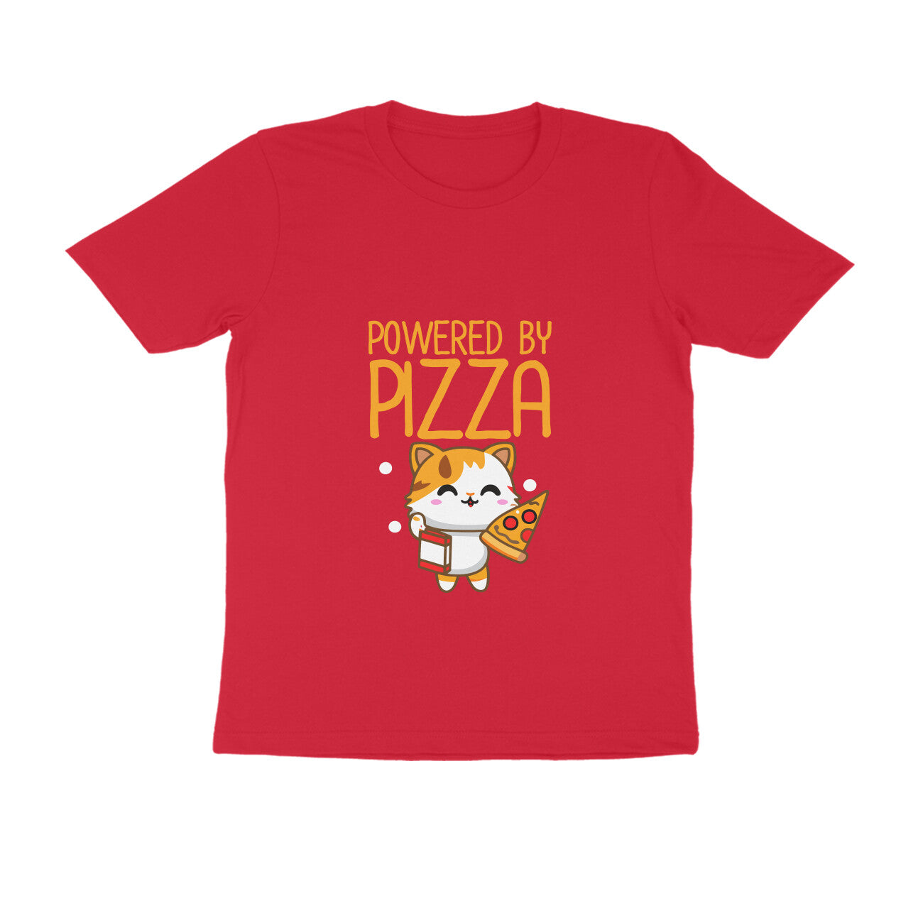JOVIN-MV Men's Half Sleeve Round Neck T Shirt "Powered by Pizza"