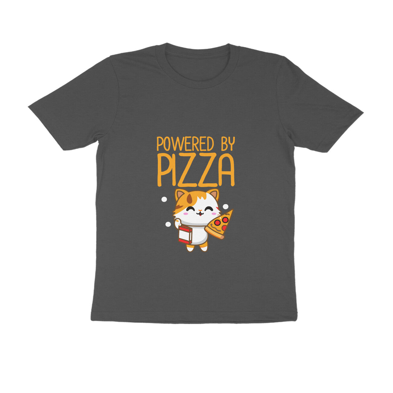 JOVIN-MV Men's Half Sleeve Round Neck T Shirt "Powered by Pizza"