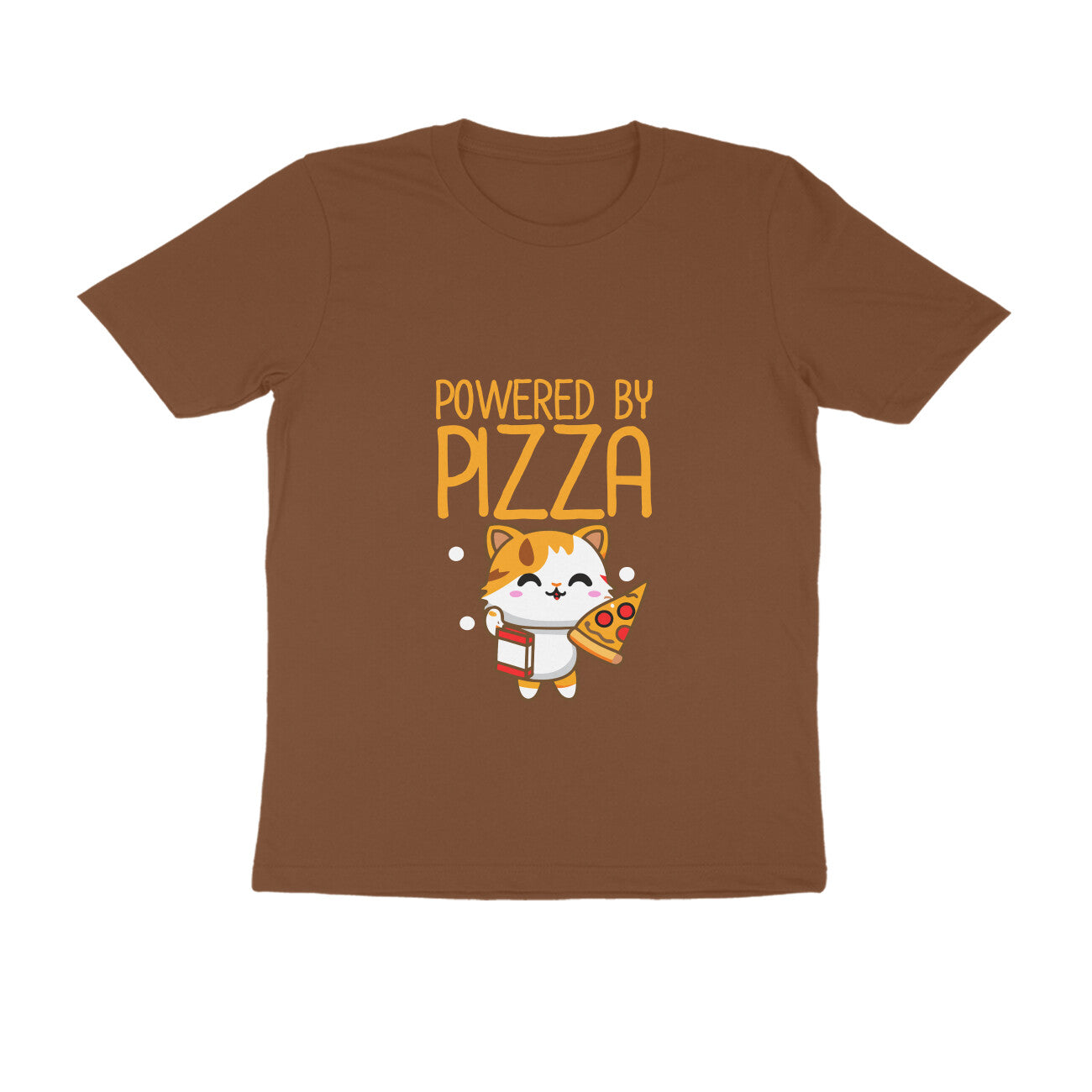 JOVIN-MV Men's Half Sleeve Round Neck T Shirt "Powered by Pizza"
