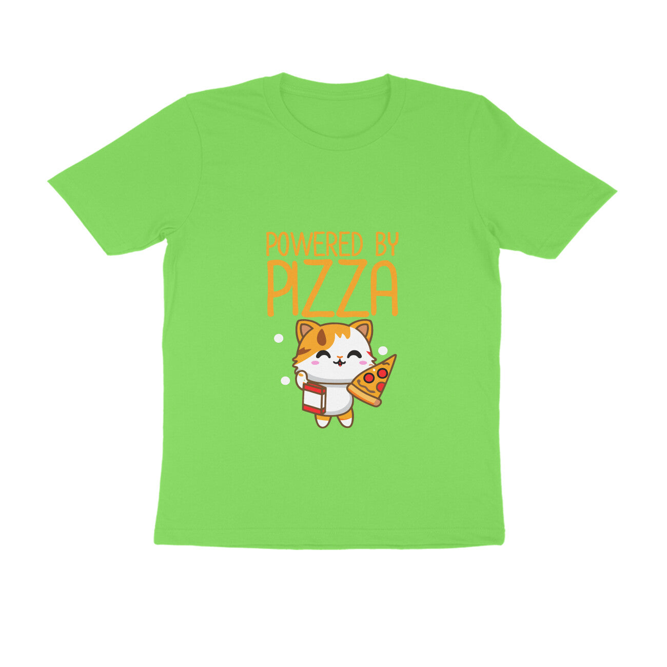 JOVIN-MV Men's Half Sleeve Round Neck T Shirt "Powered by Pizza"