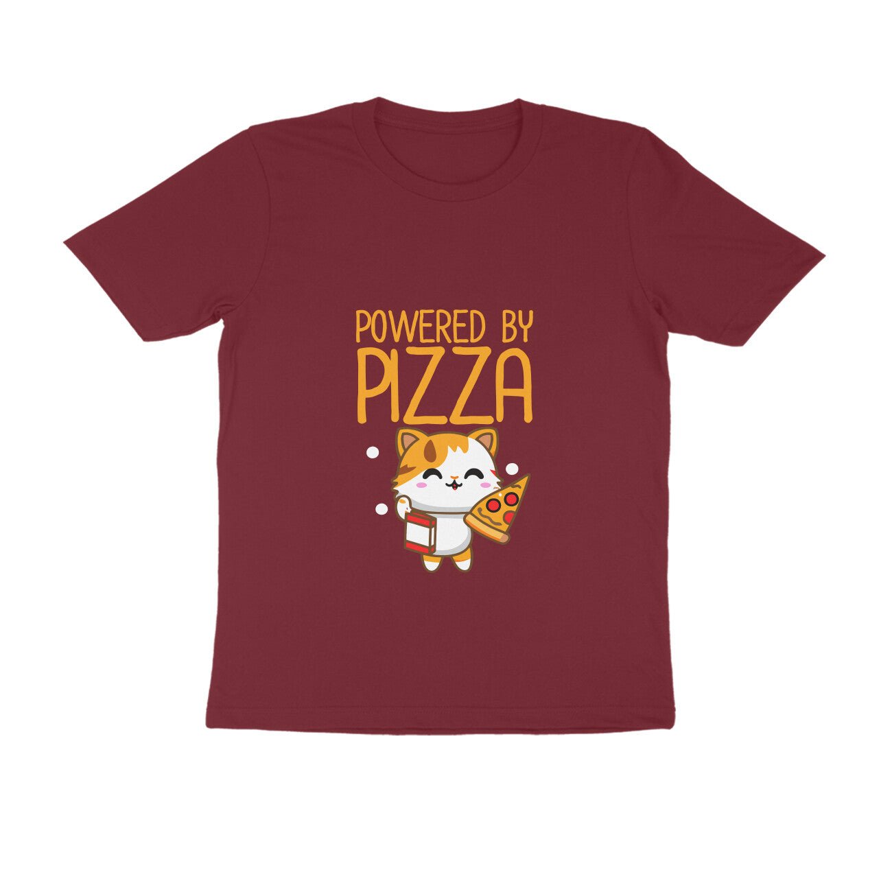 JOVIN-MV Men's Half Sleeve Round Neck T Shirt "Powered by Pizza"