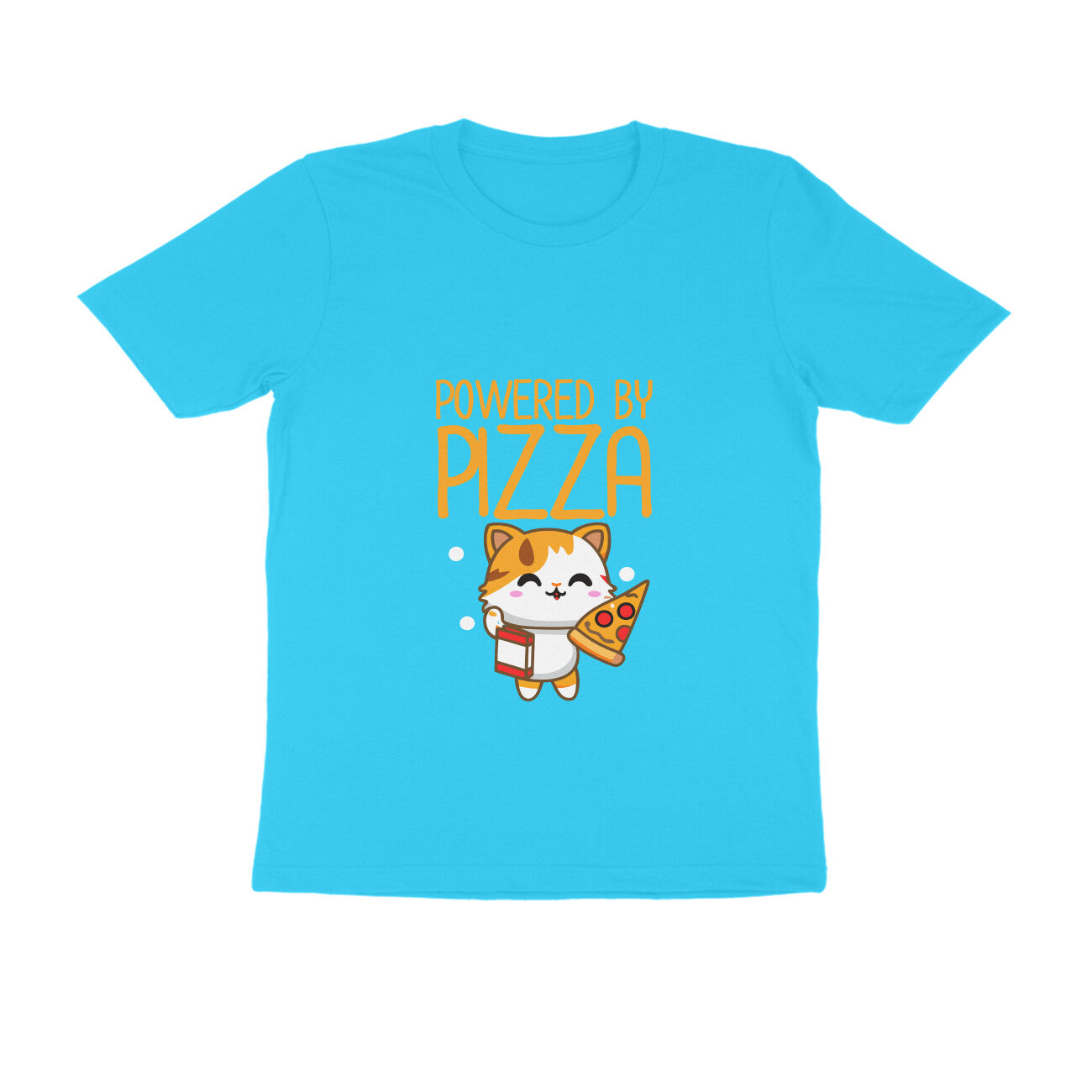 JOVIN-MV Men's Half Sleeve Round Neck T Shirt "Powered by Pizza"