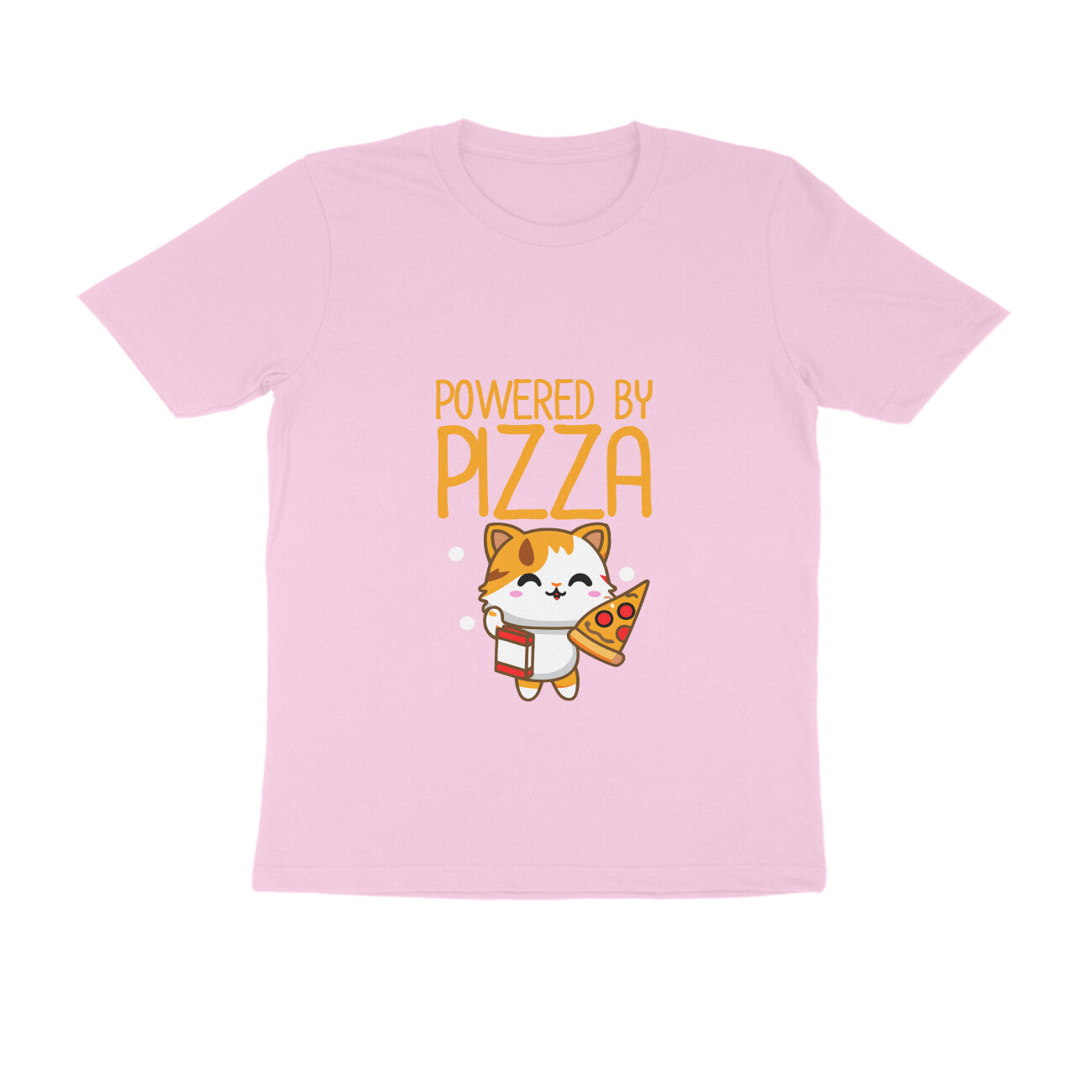 JOVIN-MV Men's Half Sleeve Round Neck T Shirt "Powered by Pizza"