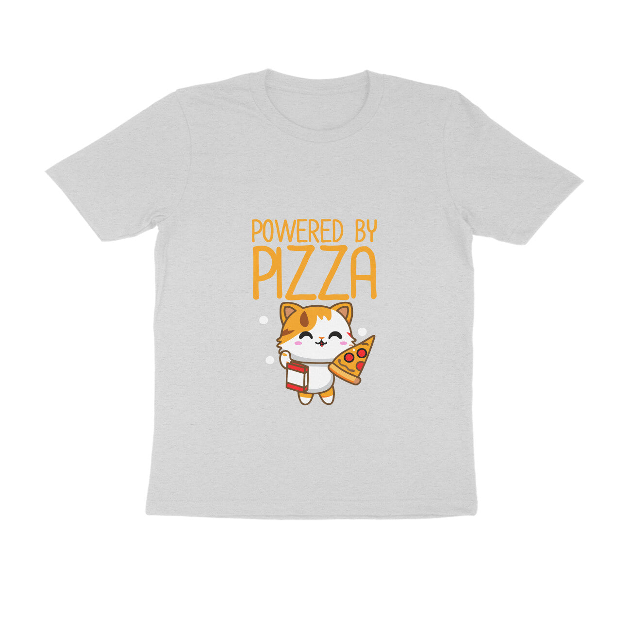 JOVIN-MV Men's Half Sleeve Round Neck T Shirt "Powered by Pizza"