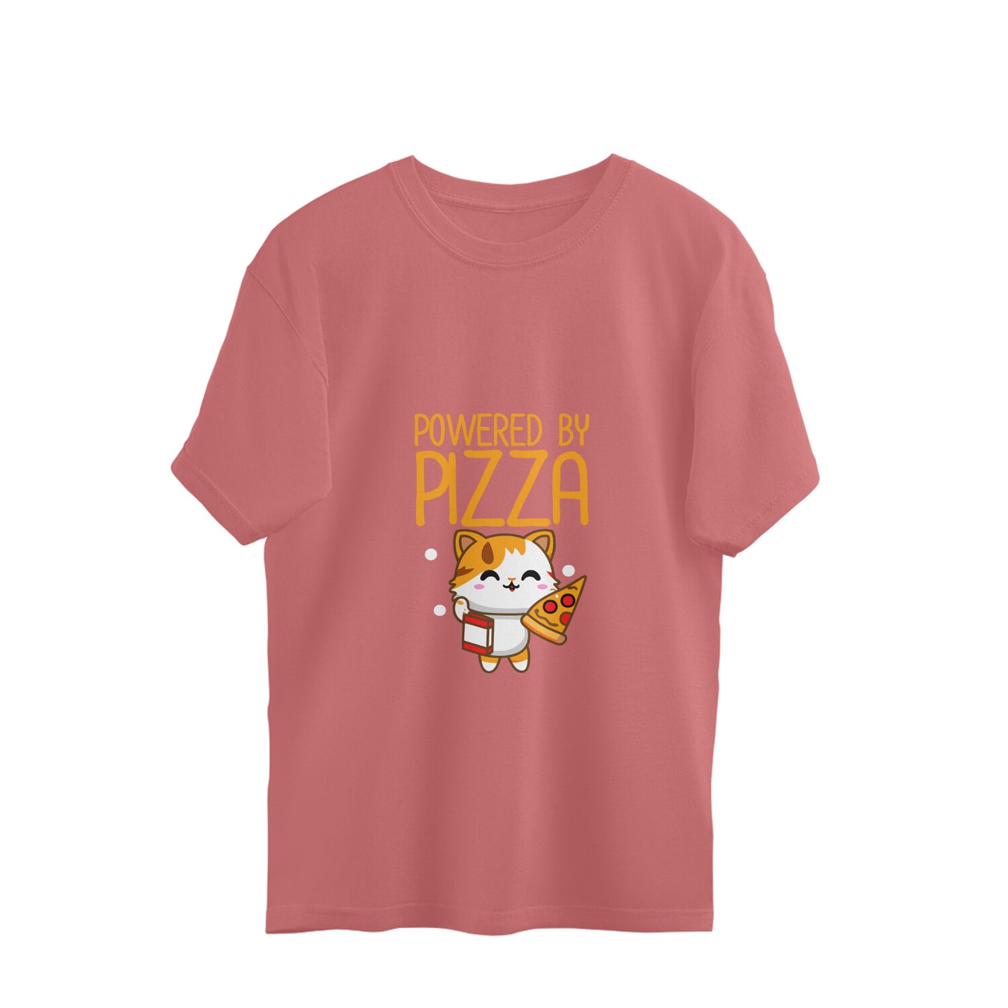 JOVIN-MV Men's Oversized T Shirt "Powered by Pizza"
