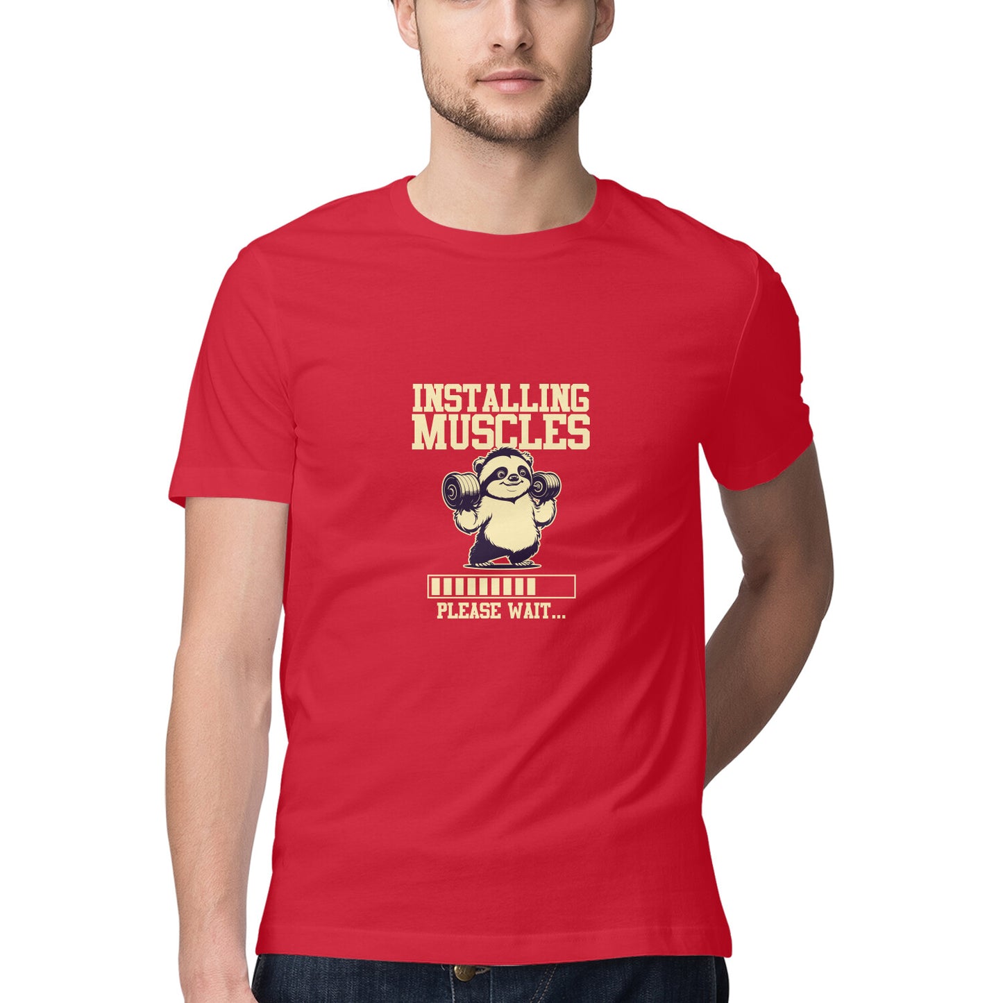 JOVIN-MV Men's Half Sleeve Round Neck T Shirt " Installing Muscles "