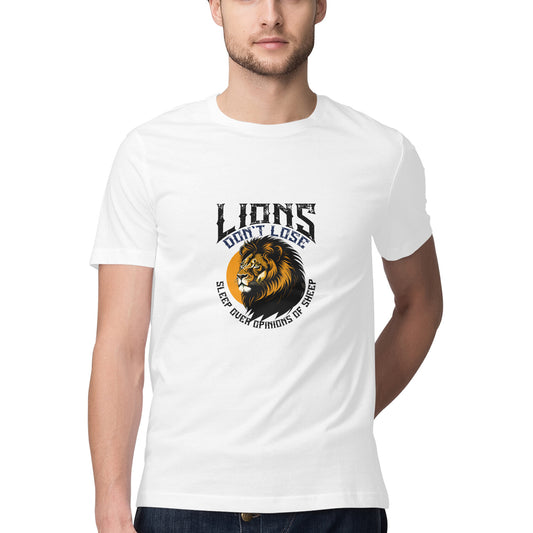 JOVIN-MV Men's Half Sleeve Round Neck T Shirt "Lions Dont Sleep"