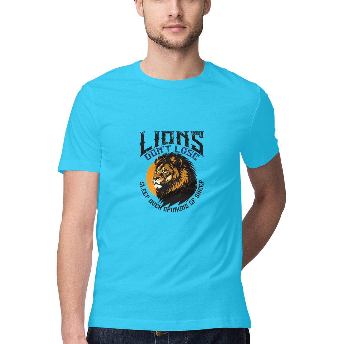 JOVIN-MV Men's Half Sleeve Round Neck T Shirt "Lions Dont Sleep"