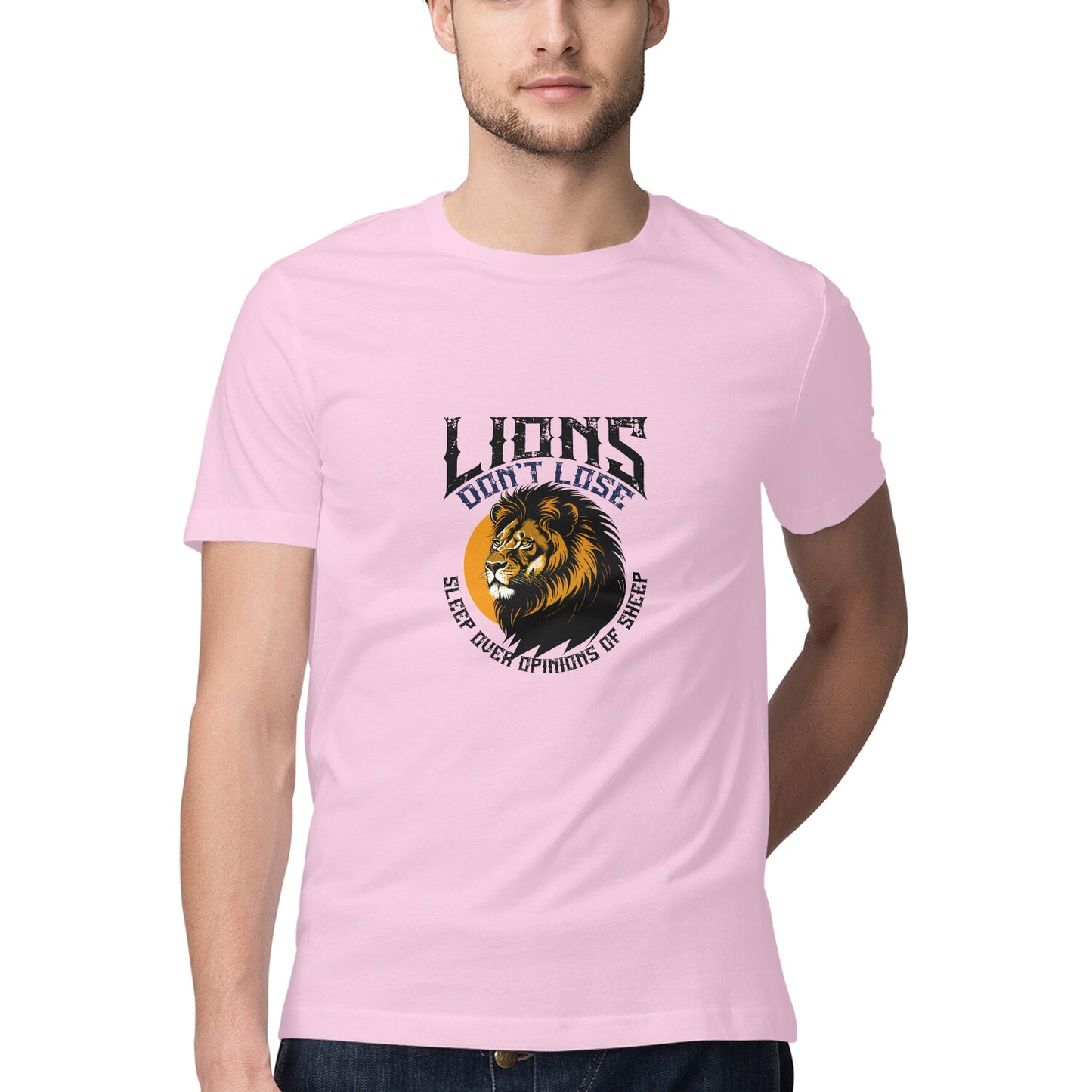 JOVIN-MV Men's Half Sleeve Round Neck T Shirt "Lions Dont Sleep"