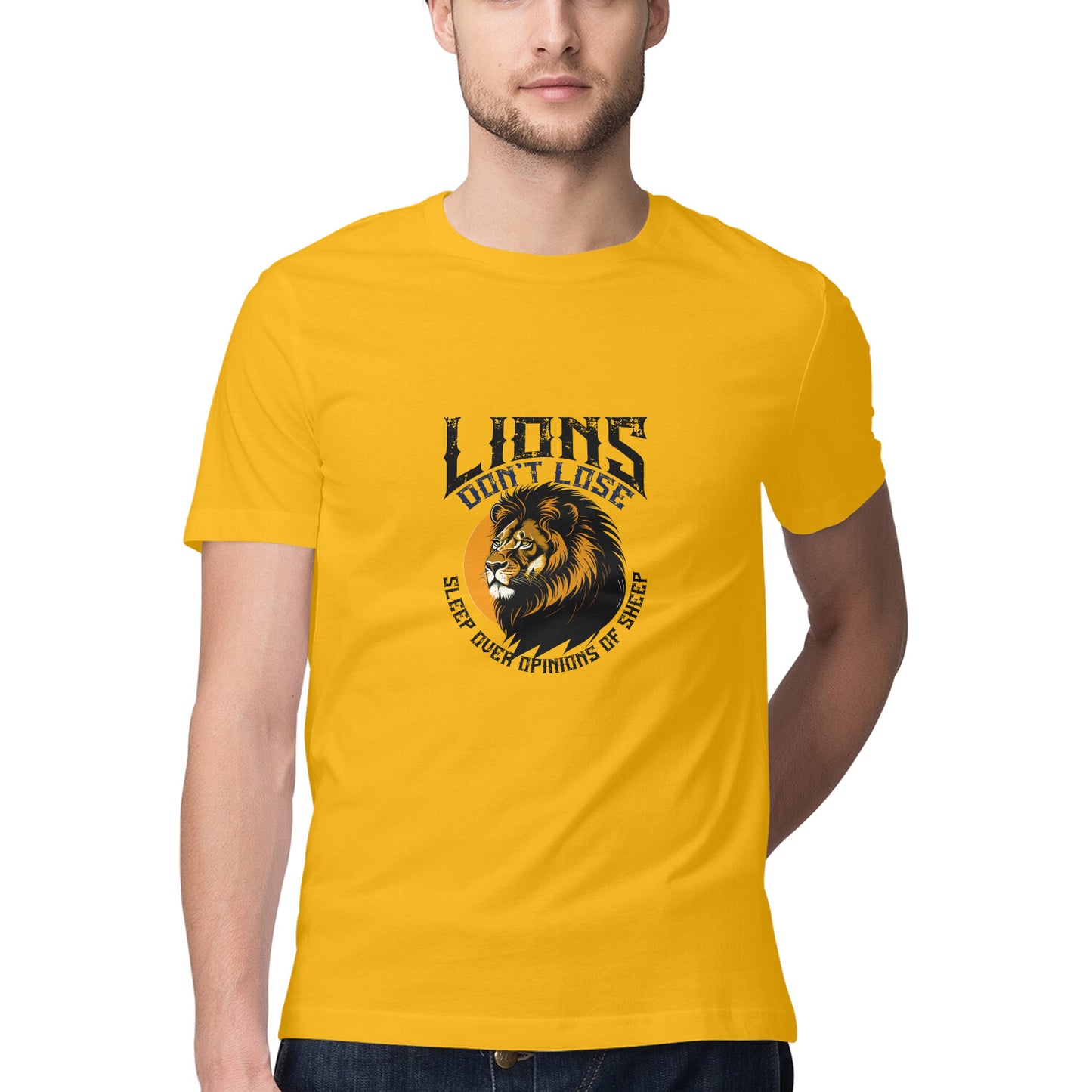 JOVIN-MV Men's Half Sleeve Round Neck T Shirt "Lions Dont Sleep"