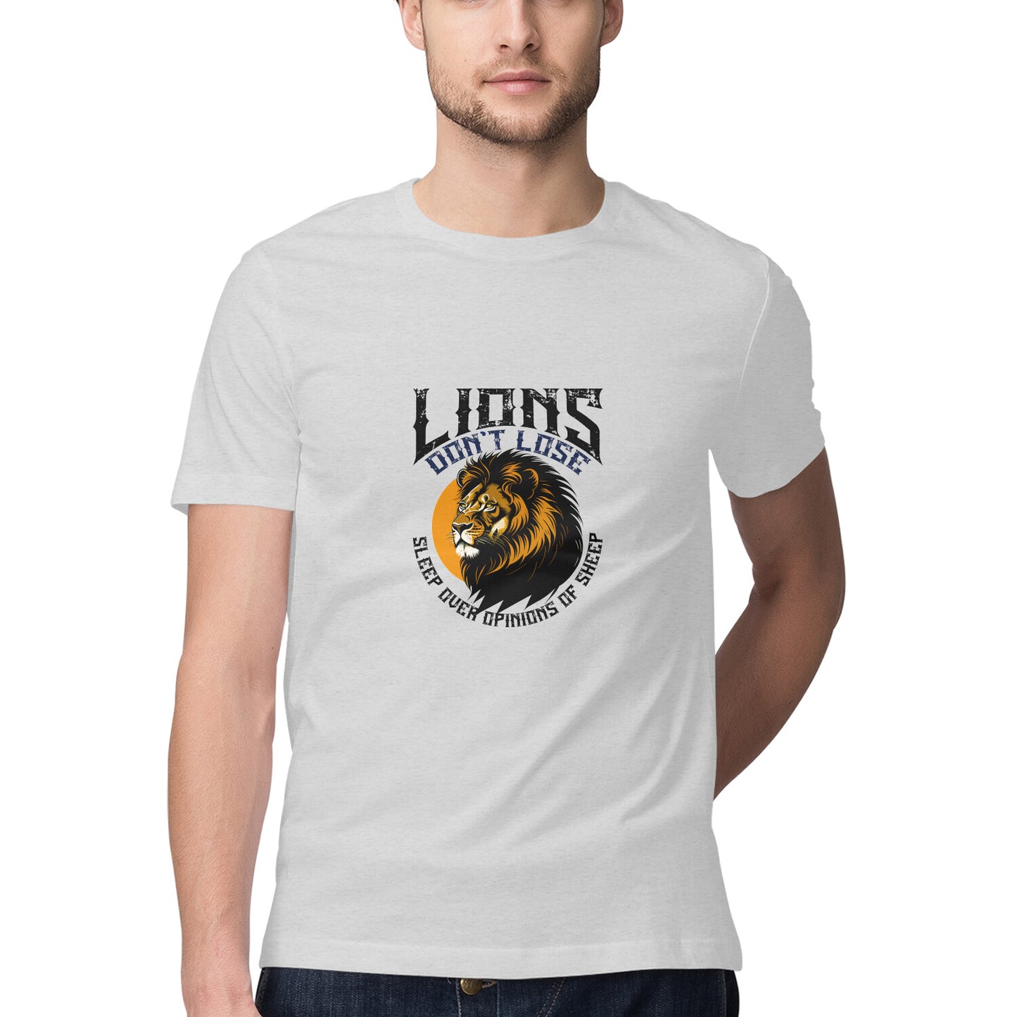 JOVIN-MV Men's Half Sleeve Round Neck T Shirt "Lions Dont Sleep"