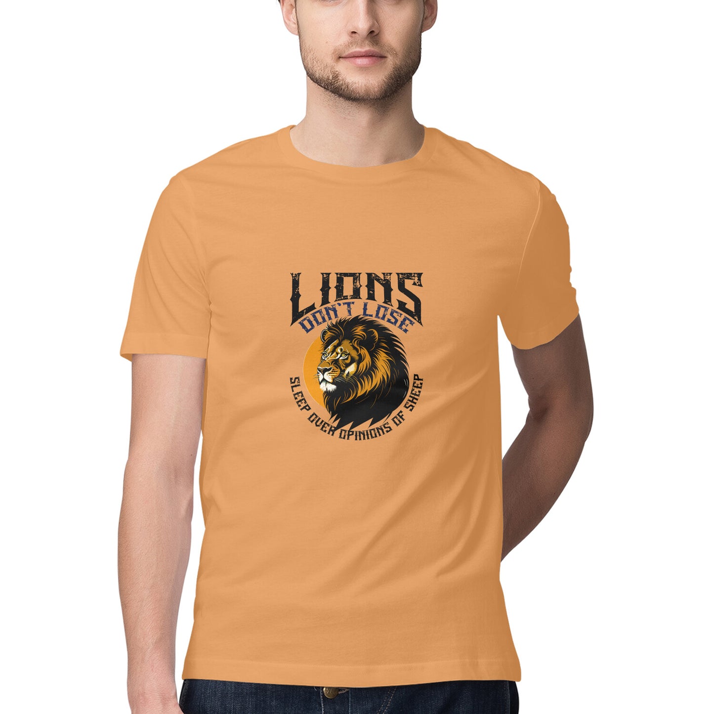 JOVIN-MV Men's Half Sleeve Round Neck T Shirt "Lions Dont Sleep"