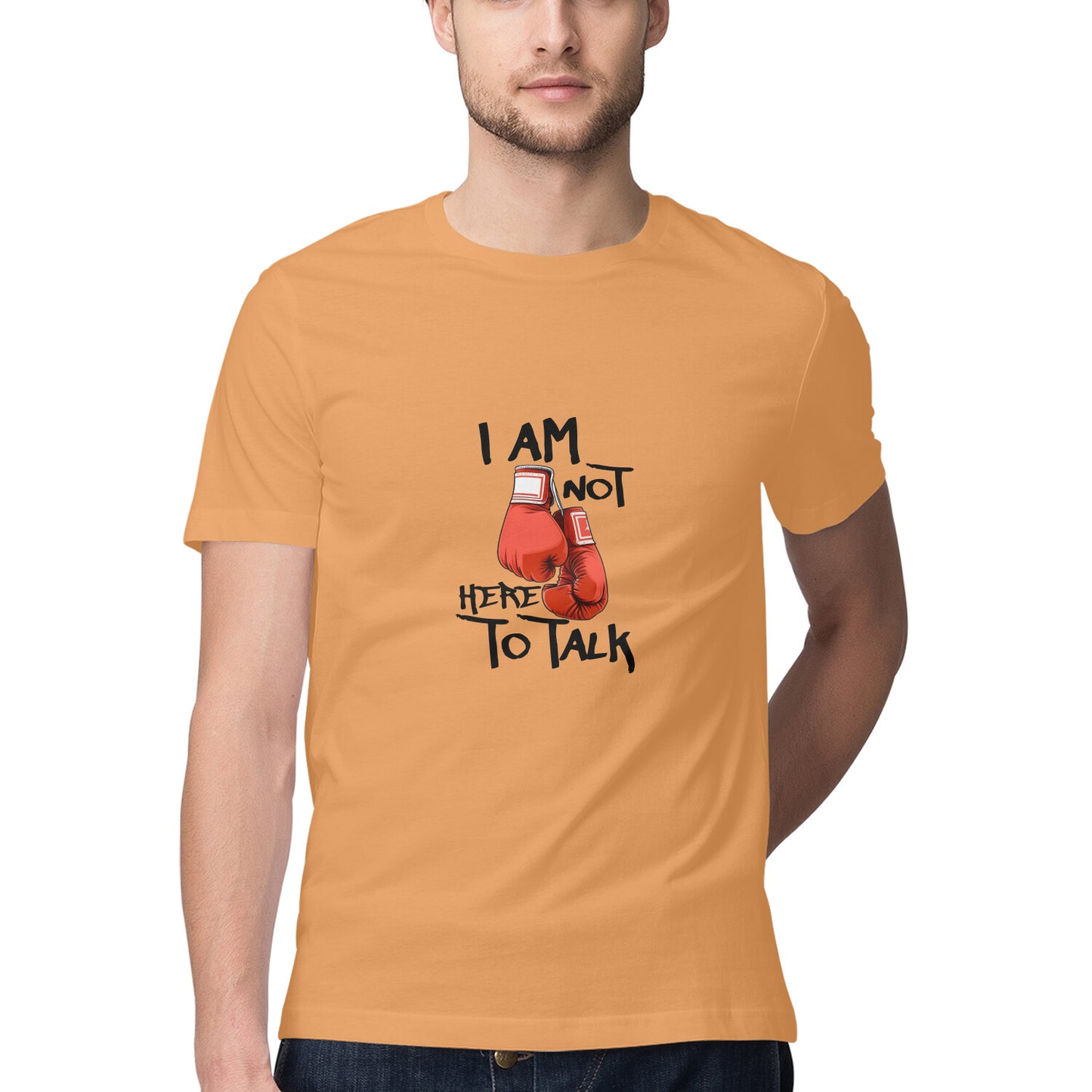 JOVIN-MV Men's Half Sleeve Round Neck T Shirt "I am not here to Talk"