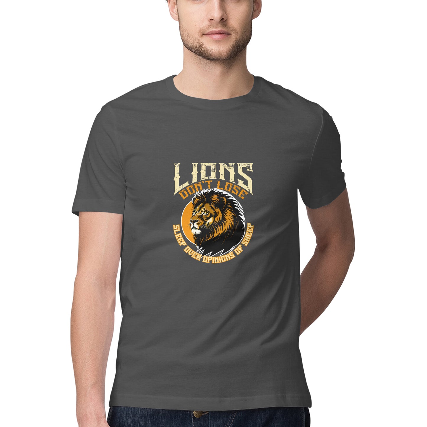JOVIN-MV Men's Half Sleeve Round Neck T Shirt Lions Dont Sleep