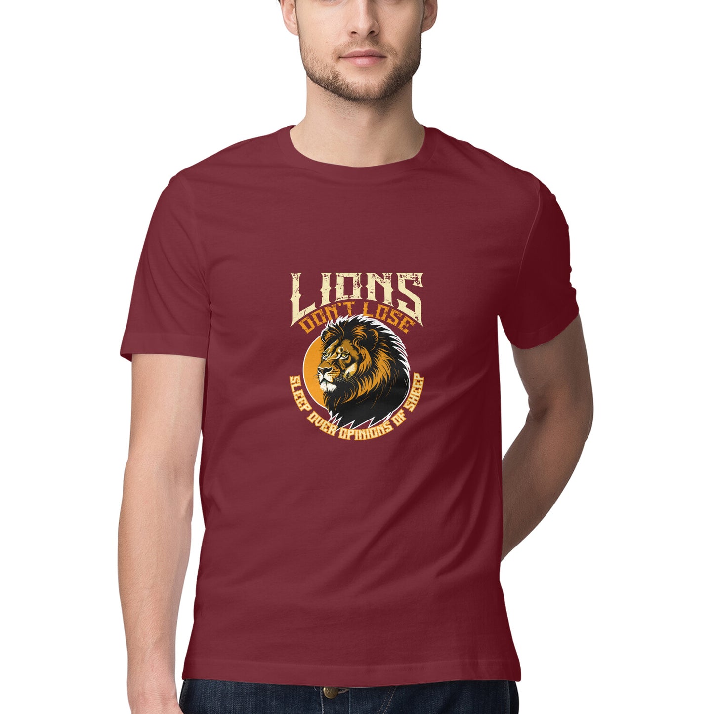 JOVIN-MV Men's Half Sleeve Round Neck T Shirt Lions Dont Sleep