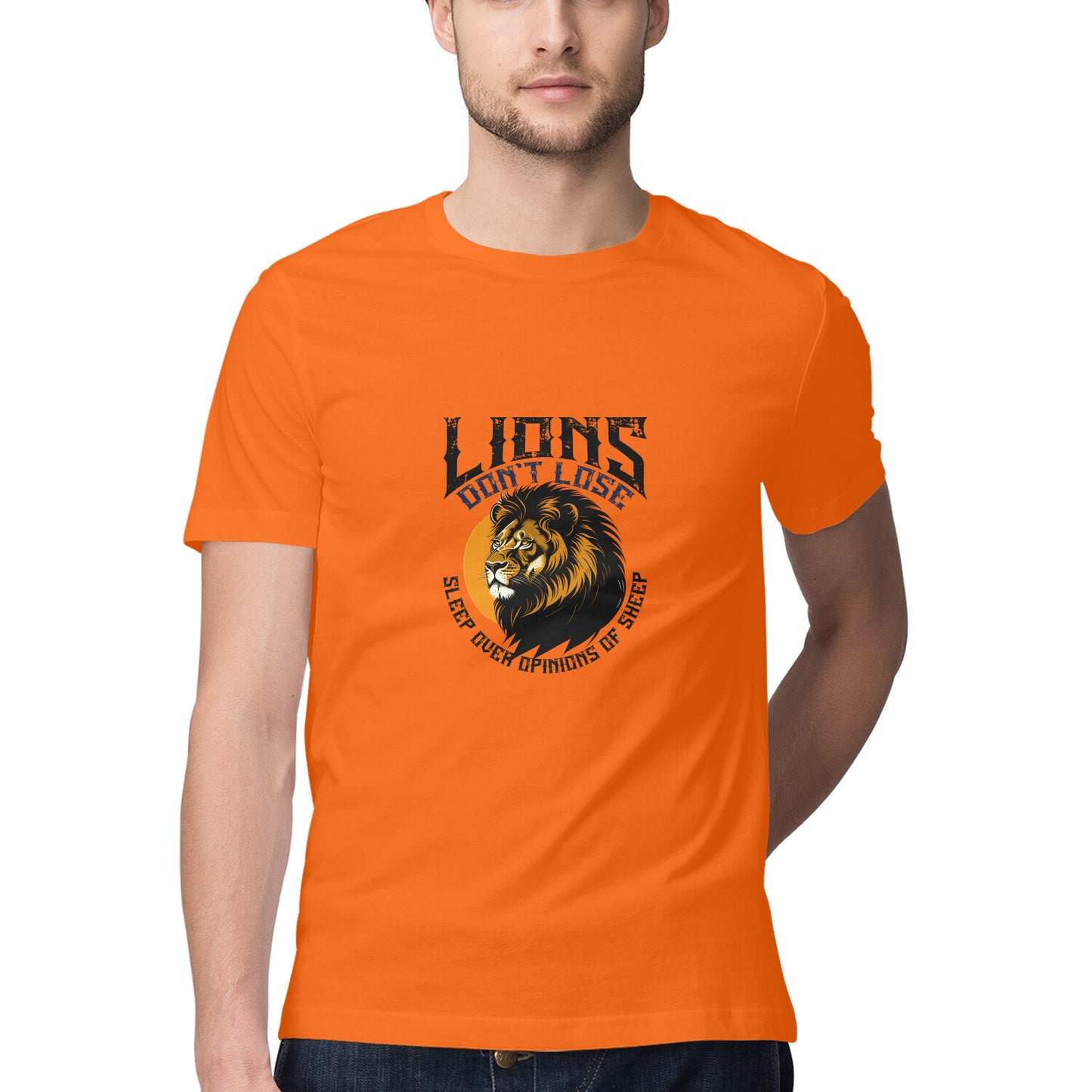 JOVIN-MV Men's Half Sleeve Round Neck T Shirt Lions Dont Sleep