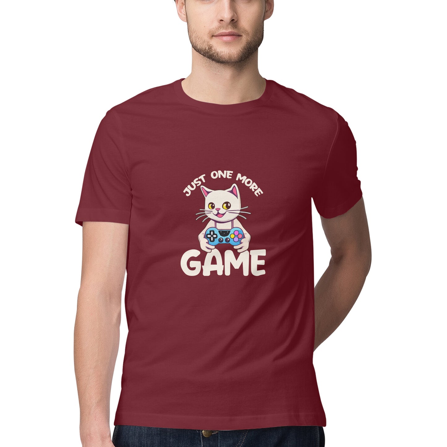 JOVIN-MV Men's Half Sleeve Round Neck T Shirt "One More Game"
