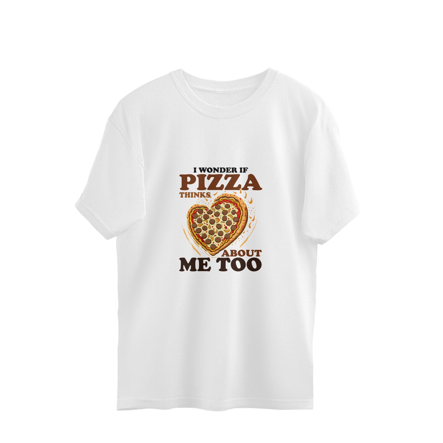 JOVIN-MV Men's Oversized T-shirt Pizza Thinks about me too