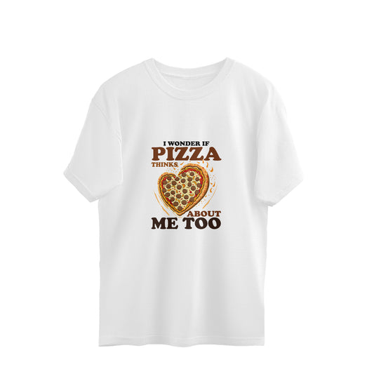 JOVIN-MV Men's Oversized T-shirt Pizza Thinks about me too