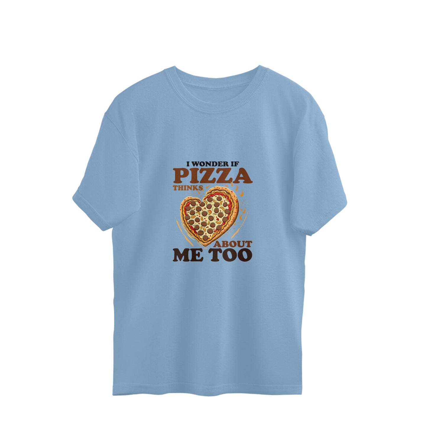 JOVIN-MV Men's Oversized T-shirt Pizza Thinks about me too
