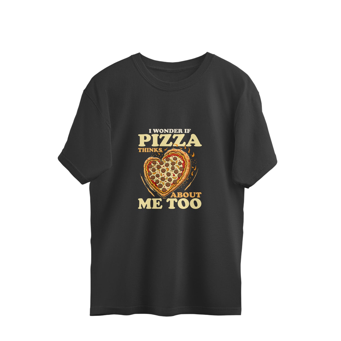 JOVIN-MV Men's Oversized T-shirt Pizza Thinks about me too