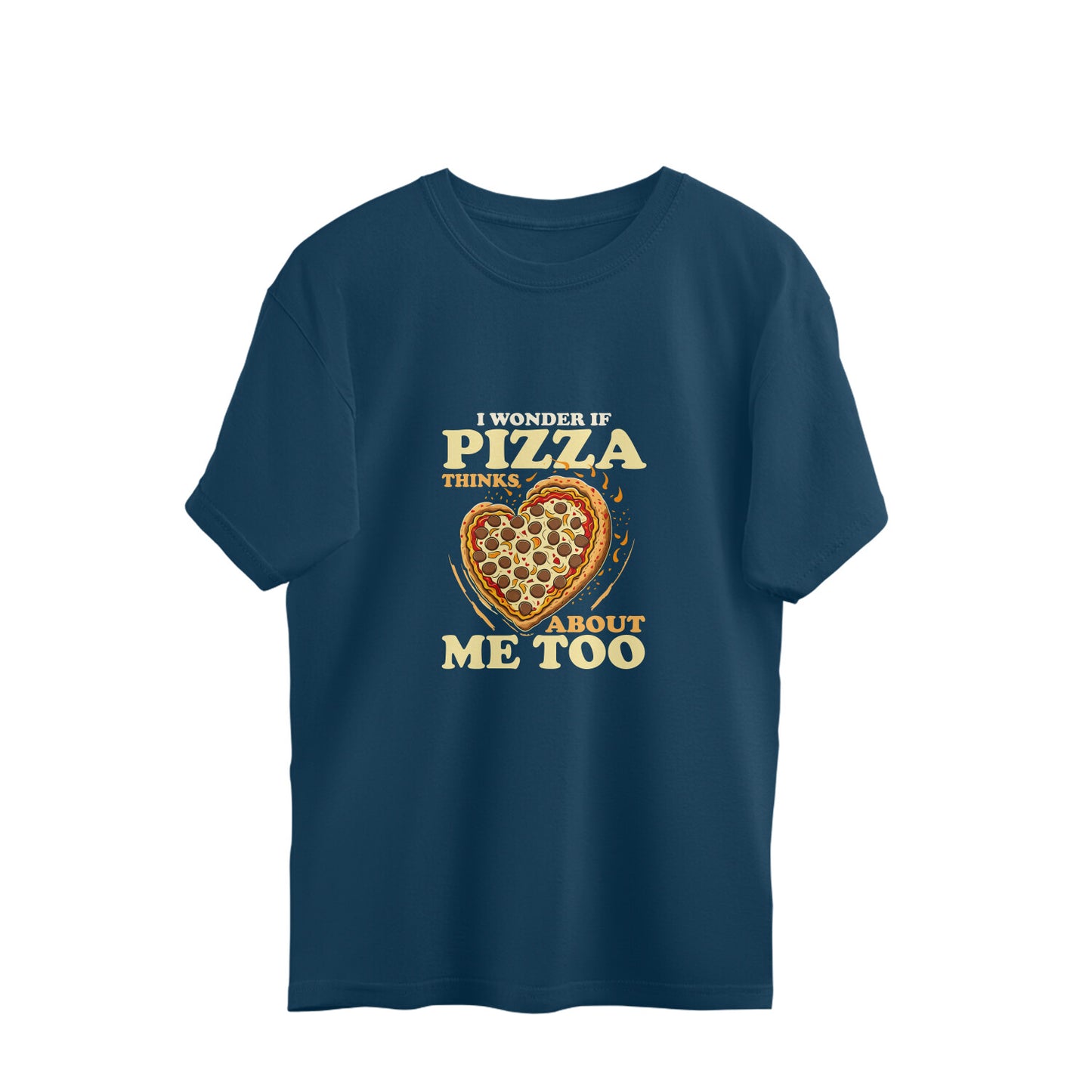 JOVIN-MV Men's Oversized T-shirt Pizza Thinks about me too