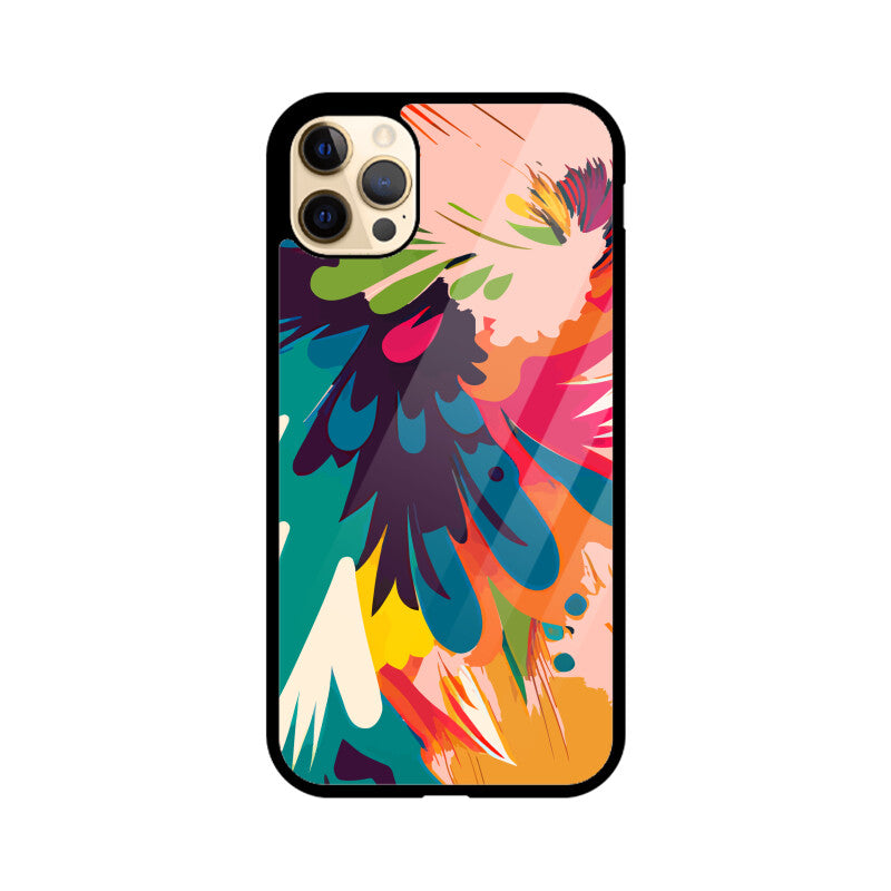 JOVIN-MV Apple iPhone Glass Phone Case In Peach Floral All Models