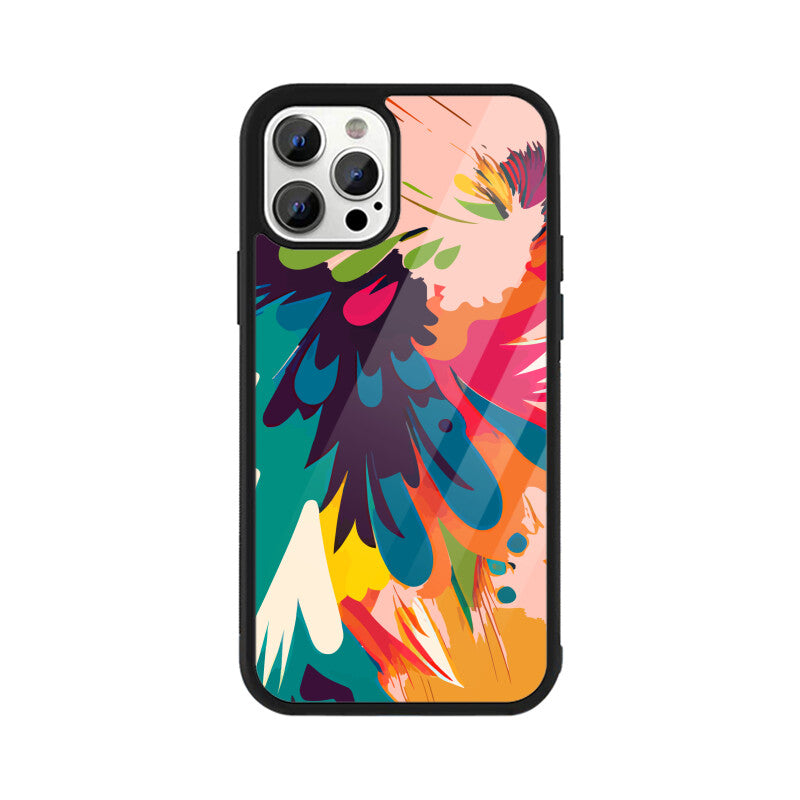 JOVIN-MV Apple iPhone Glass Phone Case In Peach Floral All Models