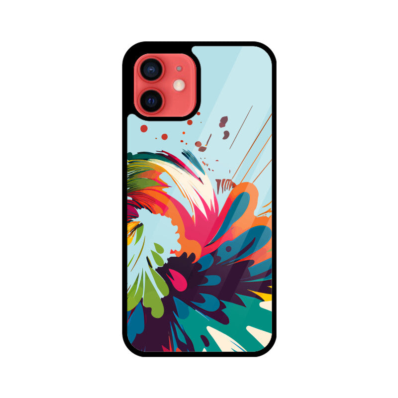 JOVIN-MV Apple iPhone Glass Phone Case In Blue Floral All Models