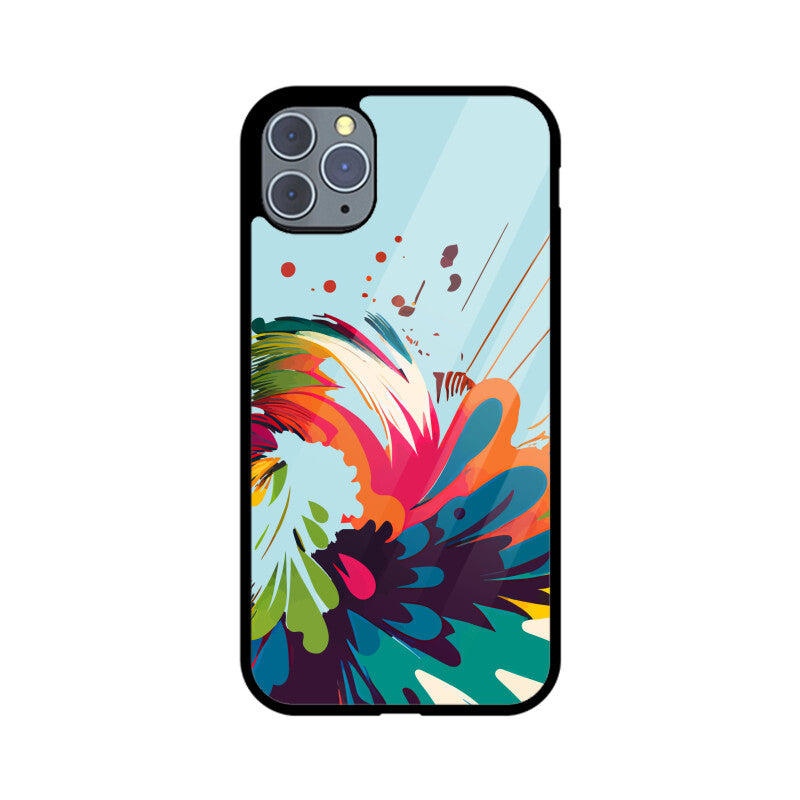 JOVIN-MV Apple iPhone Glass Phone Case In Blue Floral All Models