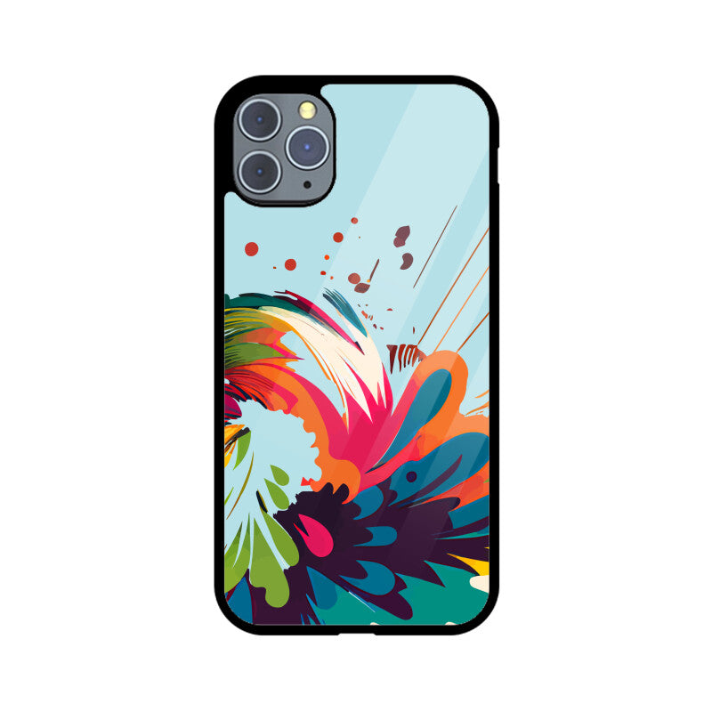 JOVIN-MV Apple iPhone Glass Phone Case In Blue Floral All Models
