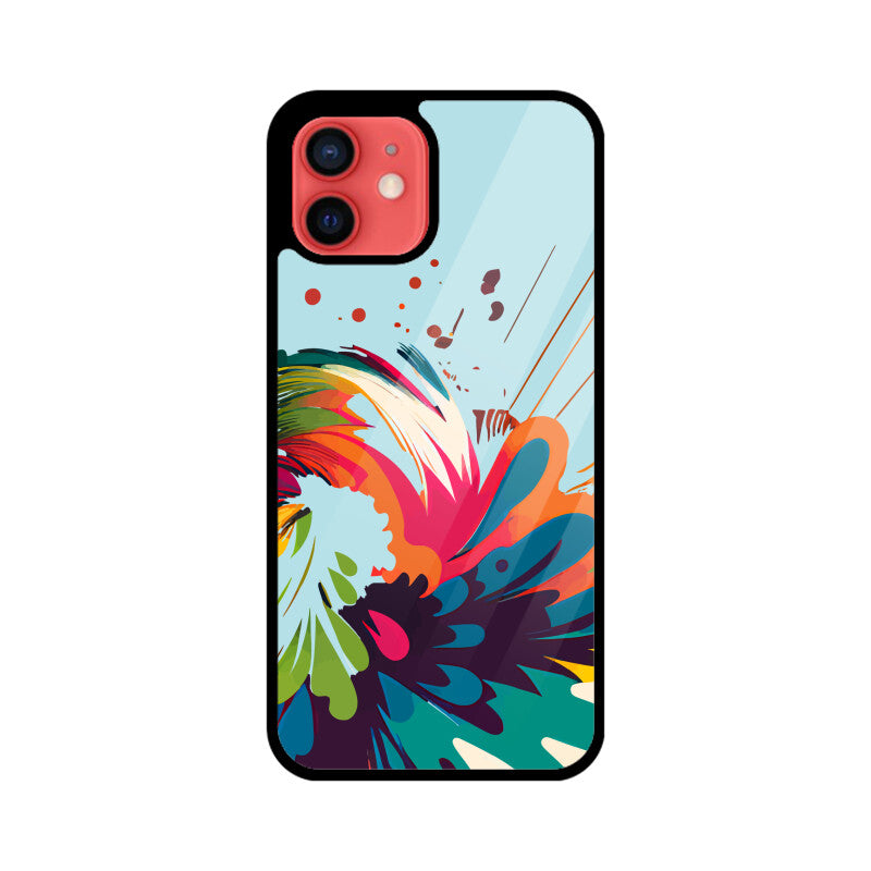 JOVIN-MV Apple iPhone Glass Phone Case In Blue Floral All Models