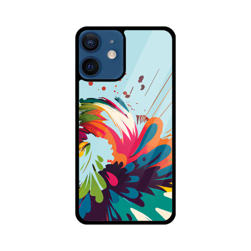 JOVIN-MV Apple iPhone Glass Phone Case In Blue Floral All Models