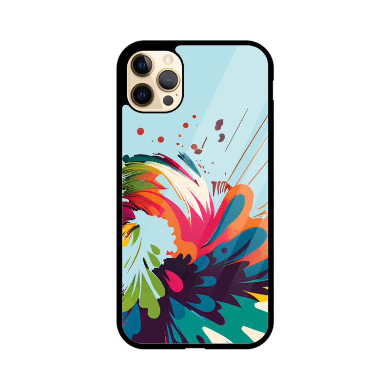 JOVIN-MV Apple iPhone Glass Phone Case In Blue Floral All Models